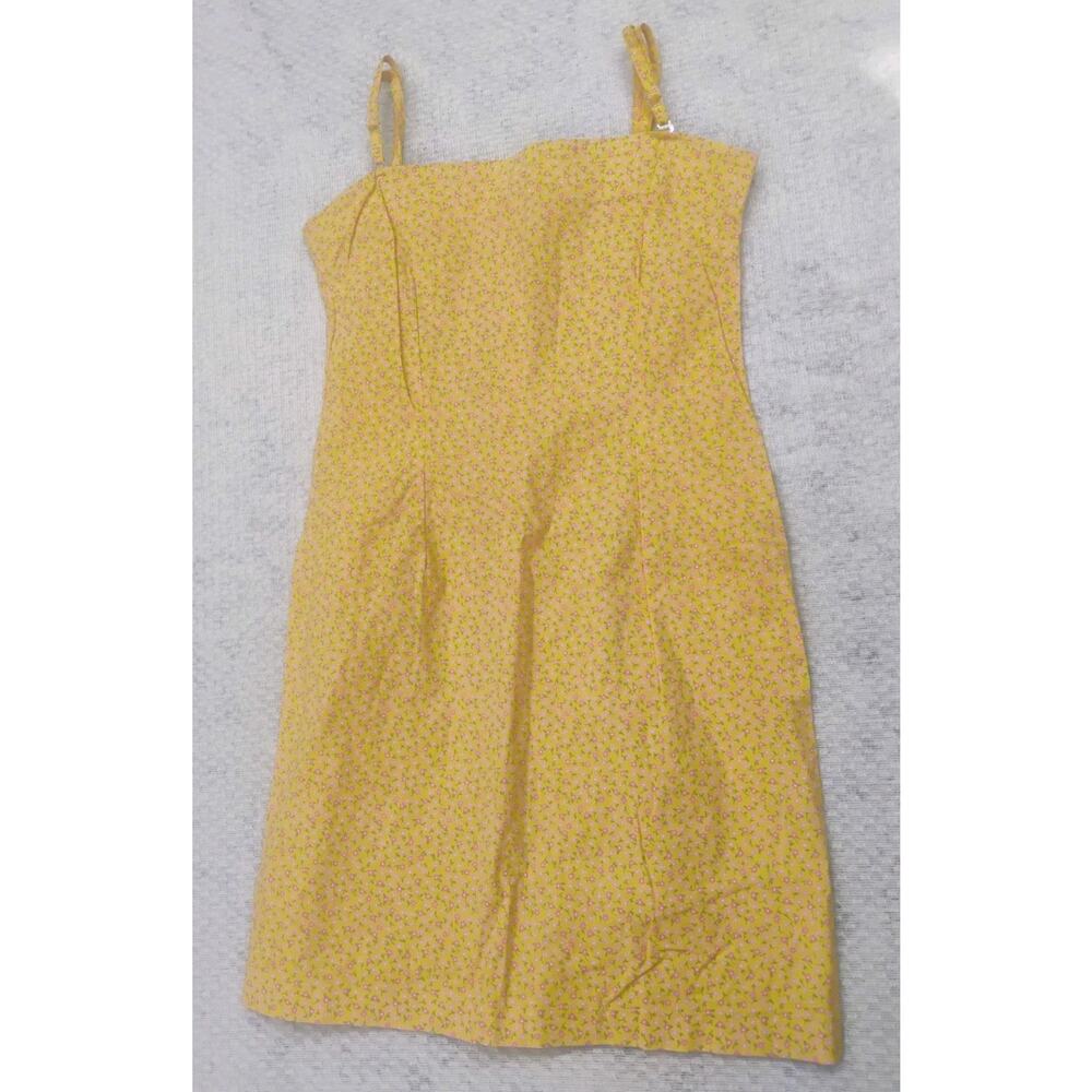 LUCY LOVE Yellow Floral Mini Dress Small Ditsy Babydoll Spring Boho Y2k Summer